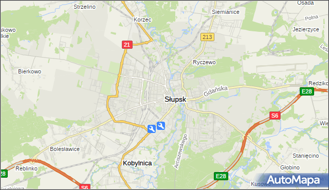 mapa Słupska, Słupsk na mapie Targeo