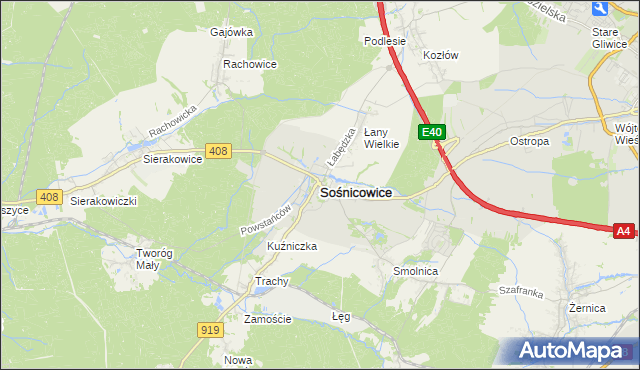 mapa Sośnicowice, Sośnicowice na mapie Targeo