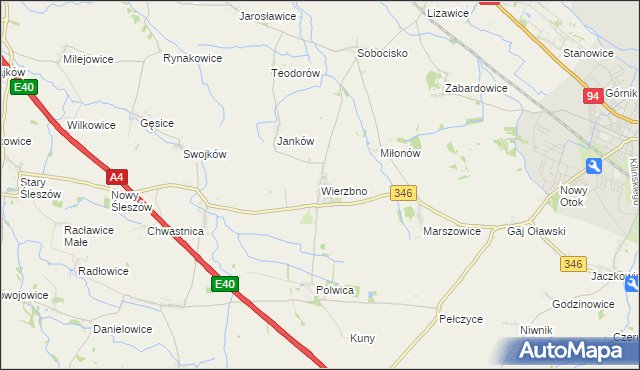 mapa Wierzbno gmina Domaniów, Wierzbno gmina Domaniów na mapie Targeo