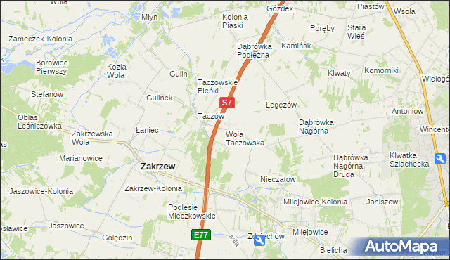 mapa Wola Taczowska, Wola Taczowska na mapie Targeo
