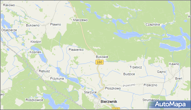 mapa Bukowie gmina Bierzwnik, Bukowie gmina Bierzwnik na mapie Targeo