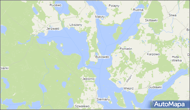 mapa Bukowiec gmina Zalewo, Bukowiec gmina Zalewo na mapie Targeo
