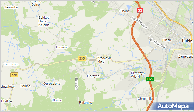 mapa Krzeczyn Mały, Krzeczyn Mały na mapie Targeo