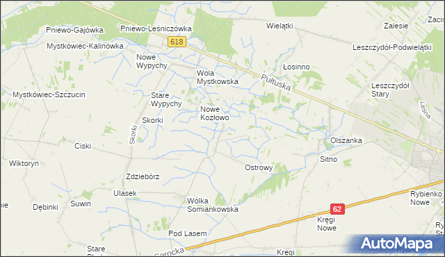 mapa Stare Kozłowo, Stare Kozłowo na mapie Targeo