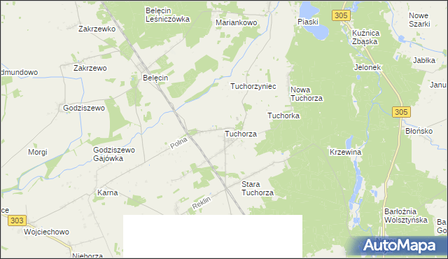 mapa Tuchorza, Tuchorza na mapie Targeo