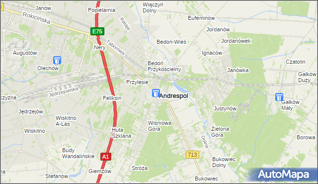 mapa Andrespol, Andrespol na mapie Targeo