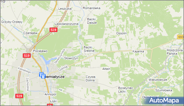 mapa Baciki Bliższe, Baciki Bliższe na mapie Targeo