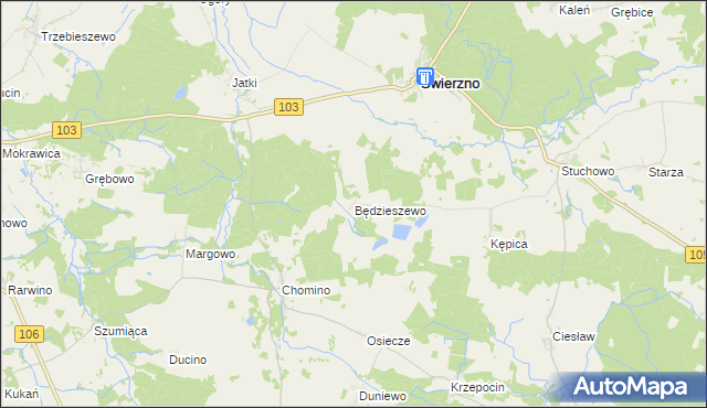 mapa Będzieszewo gmina Świerzno, Będzieszewo gmina Świerzno na mapie Targeo