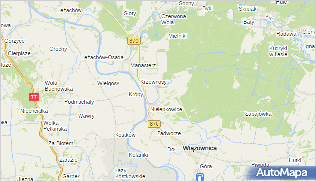 mapa Biała Góra gmina Wiązownica, Biała Góra gmina Wiązownica na mapie Targeo