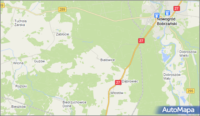 mapa Białowice, Białowice na mapie Targeo