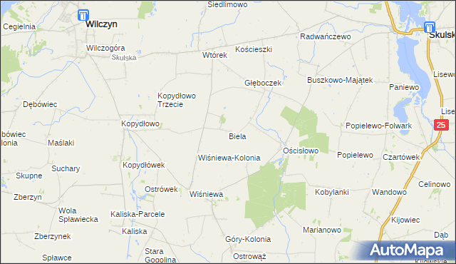 mapa Biela gmina Wilczyn, Biela gmina Wilczyn na mapie Targeo