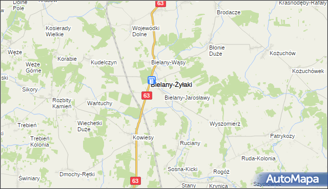 mapa Bielany-Jarosławy, Bielany-Jarosławy na mapie Targeo