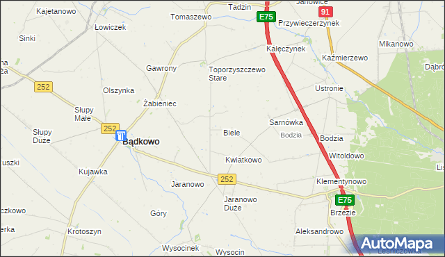 mapa Biele gmina Bądkowo, Biele gmina Bądkowo na mapie Targeo