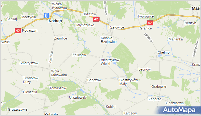 mapa Biestrzyków Wielki, Biestrzyków Wielki na mapie Targeo