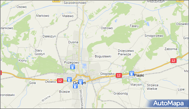 mapa Bogusławki gmina Gostyń, Bogusławki gmina Gostyń na mapie Targeo