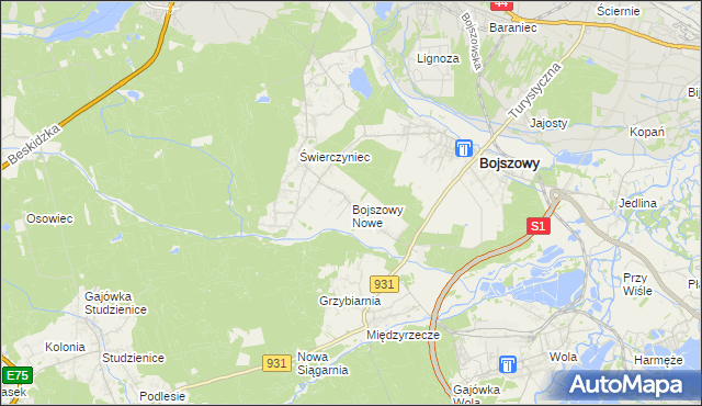 mapa Bojszowy Nowe, Bojszowy Nowe na mapie Targeo