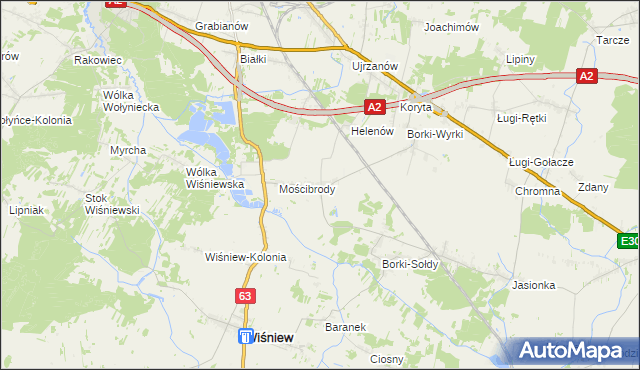 mapa Borki-Kosiorki, Borki-Kosiorki na mapie Targeo