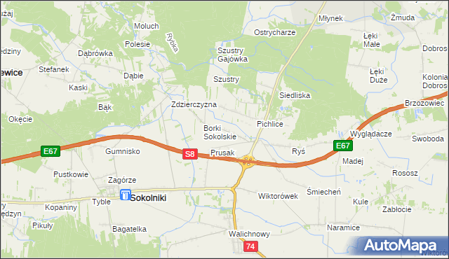 mapa Borki Pichelskie, Borki Pichelskie na mapie Targeo