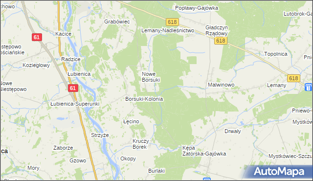 mapa Borsuki-Gajówka, Borsuki-Gajówka na mapie Targeo