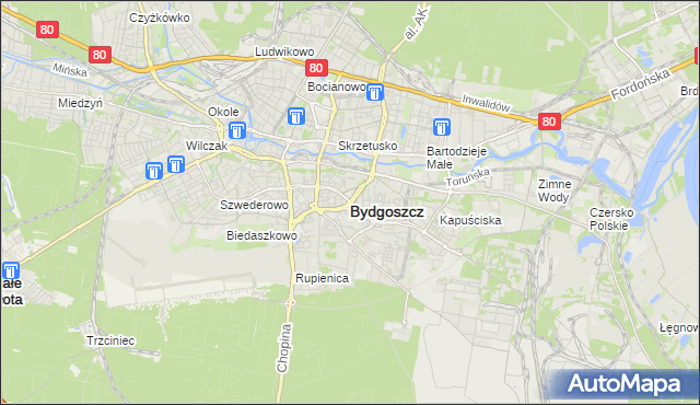 mapa Bydgoszczy, Bydgoszcz na mapie Targeo