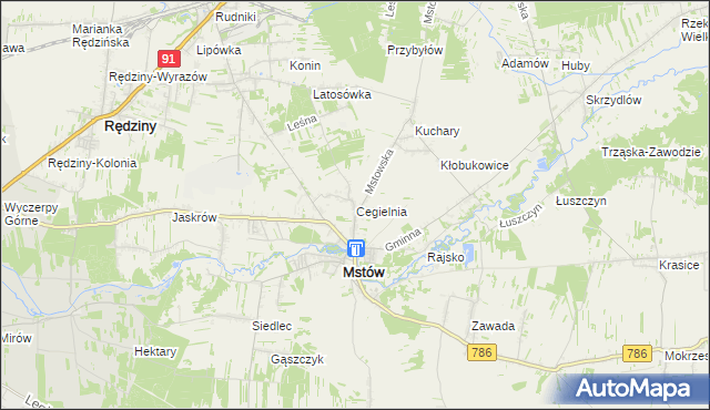 mapa Cegielnia gmina Mstów, Cegielnia gmina Mstów na mapie Targeo