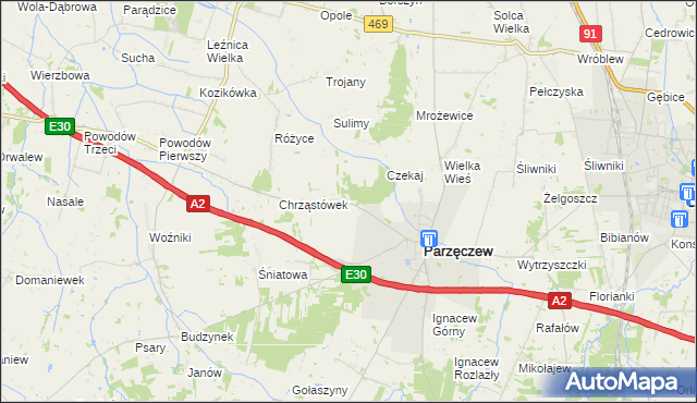 mapa Chrząstów Wielki, Chrząstów Wielki na mapie Targeo