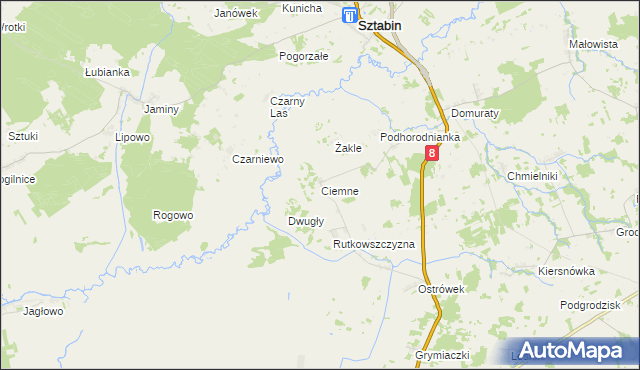 mapa Ciemne gmina Suchowola, Ciemne gmina Suchowola na mapie Targeo