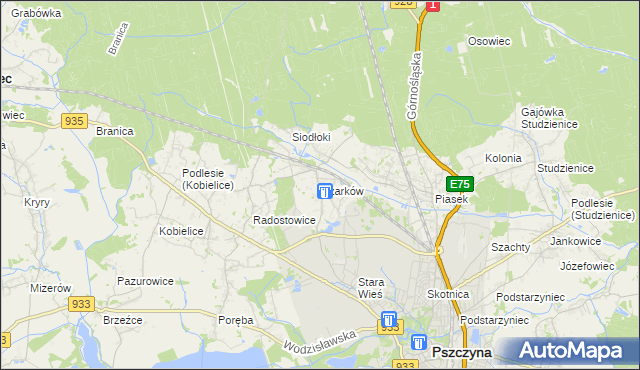 mapa Czarków gmina Pszczyna, Czarków gmina Pszczyna na mapie Targeo