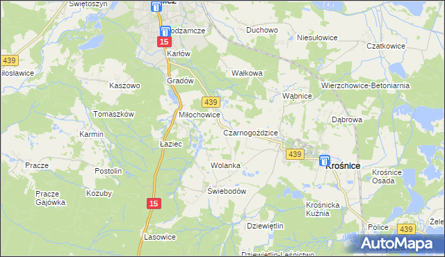 mapa Czarnogoździce, Czarnogoździce na mapie Targeo