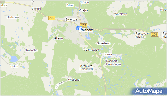 mapa Czarnowiec gmina Polanów, Czarnowiec gmina Polanów na mapie Targeo