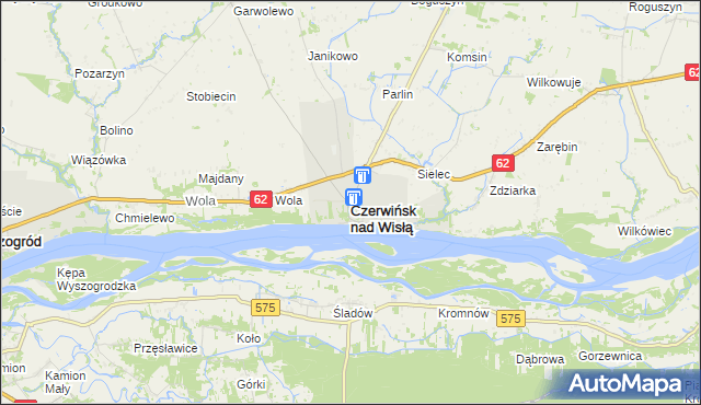 mapa Czerwińsk nad Wisłą, Czerwińsk nad Wisłą na mapie Targeo