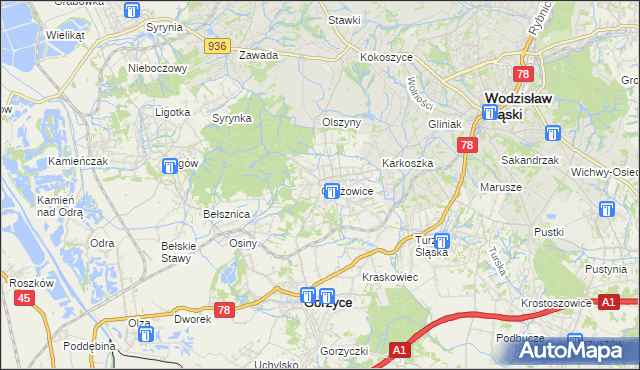mapa Czyżowice gmina Gorzyce, Czyżowice gmina Gorzyce na mapie Targeo