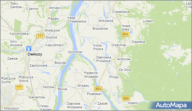 mapa Dąbrówka Pniowska, Dąbrówka Pniowska na mapie Targeo