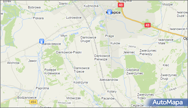 mapa Dankowice Pierwsze, Dankowice Pierwsze na mapie Targeo