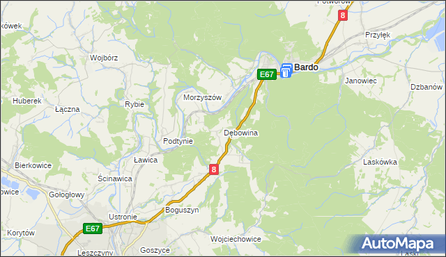 mapa Dębowina, Dębowina na mapie Targeo