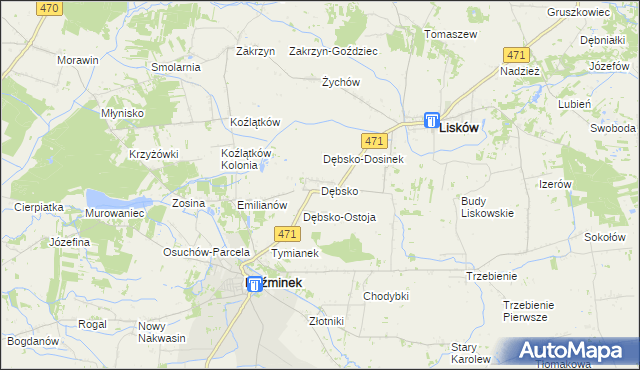 mapa Dębsko gmina Koźminek, Dębsko gmina Koźminek na mapie Targeo