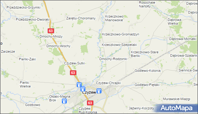 mapa Dmochy-Rodzonki, Dmochy-Rodzonki na mapie Targeo