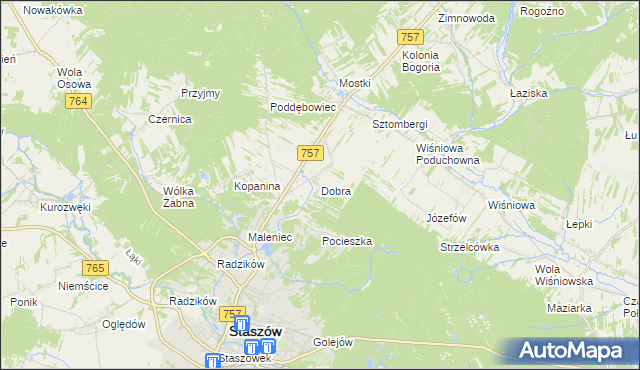 mapa Dobra gmina Staszów, Dobra gmina Staszów na mapie Targeo