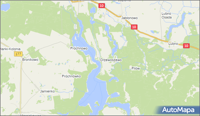 mapa Drzewoszewo, Drzewoszewo na mapie Targeo