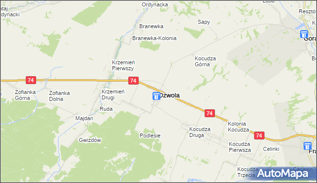 mapa Dzwola, Dzwola na mapie Targeo