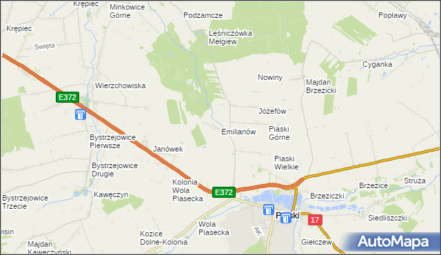 mapa Emilianów gmina Piaski, Emilianów gmina Piaski na mapie Targeo