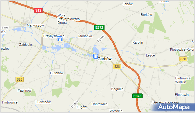 mapa Garbów powiat lubelski, Garbów powiat lubelski na mapie Targeo