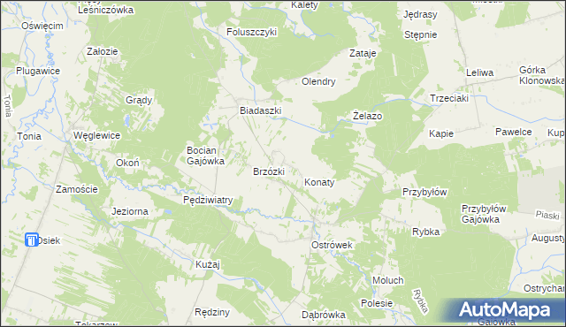 mapa Gąszcze, Gąszcze na mapie Targeo