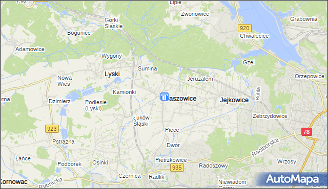 mapa Gaszowice powiat rybnicki, Gaszowice powiat rybnicki na mapie Targeo