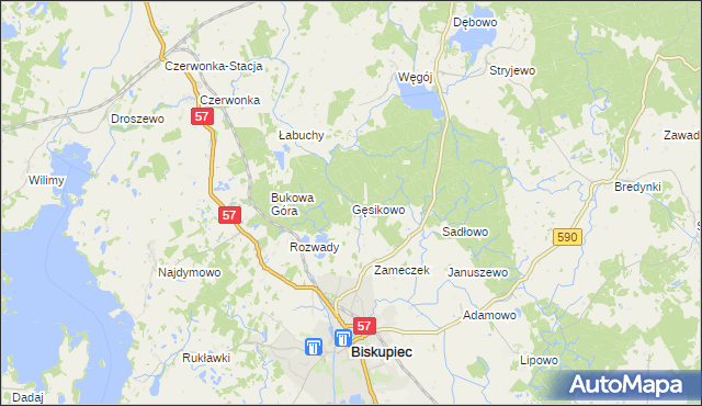 mapa Gęsikowo, Gęsikowo na mapie Targeo