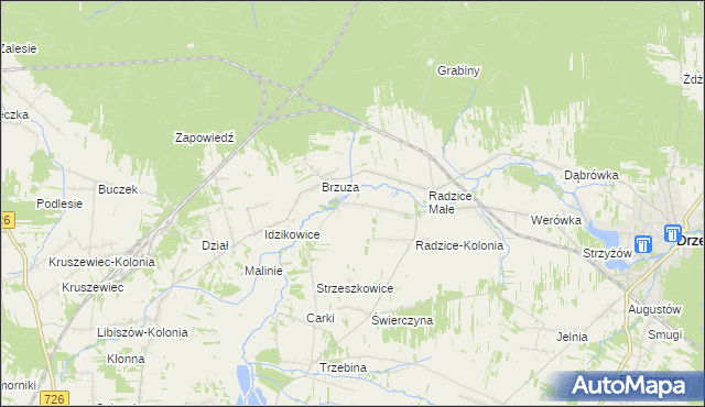 mapa Giełzów gmina Drzewica, Giełzów gmina Drzewica na mapie Targeo