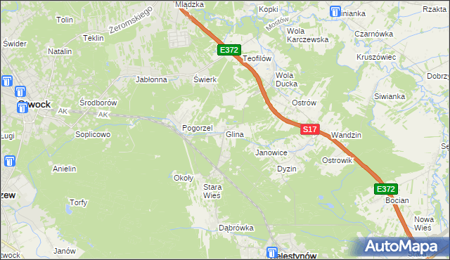 mapa Glina gmina Celestynów, Glina gmina Celestynów na mapie Targeo