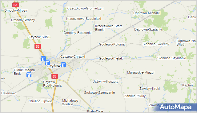 mapa Godlewo-Piętaki, Godlewo-Piętaki na mapie Targeo