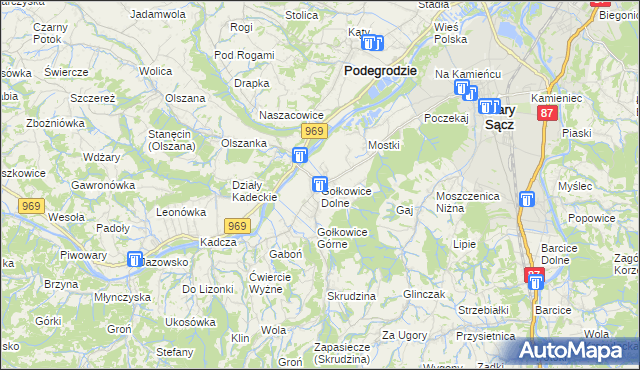 mapa Gołkowice Dolne, Gołkowice Dolne na mapie Targeo