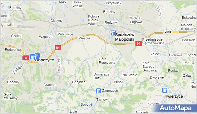 mapa Góra Ropczycka, Góra Ropczycka na mapie Targeo